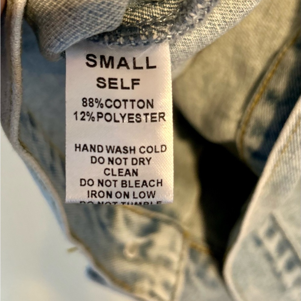 DAVI & DANI NWT Light Blue Cropped Denim Jacket with Sheer Embellishments Size S - Picture 12 of 13